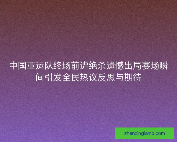 中国亚运队终场前遭绝杀遗憾出局赛场瞬间引发全民热议反思与期待