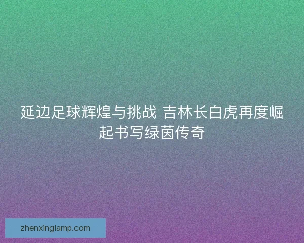 延边足球辉煌与挑战 吉林长白虎再度崛起书写绿茵传奇