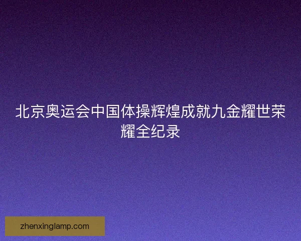 北京奥运会中国体操辉煌成就九金耀世荣耀全纪录